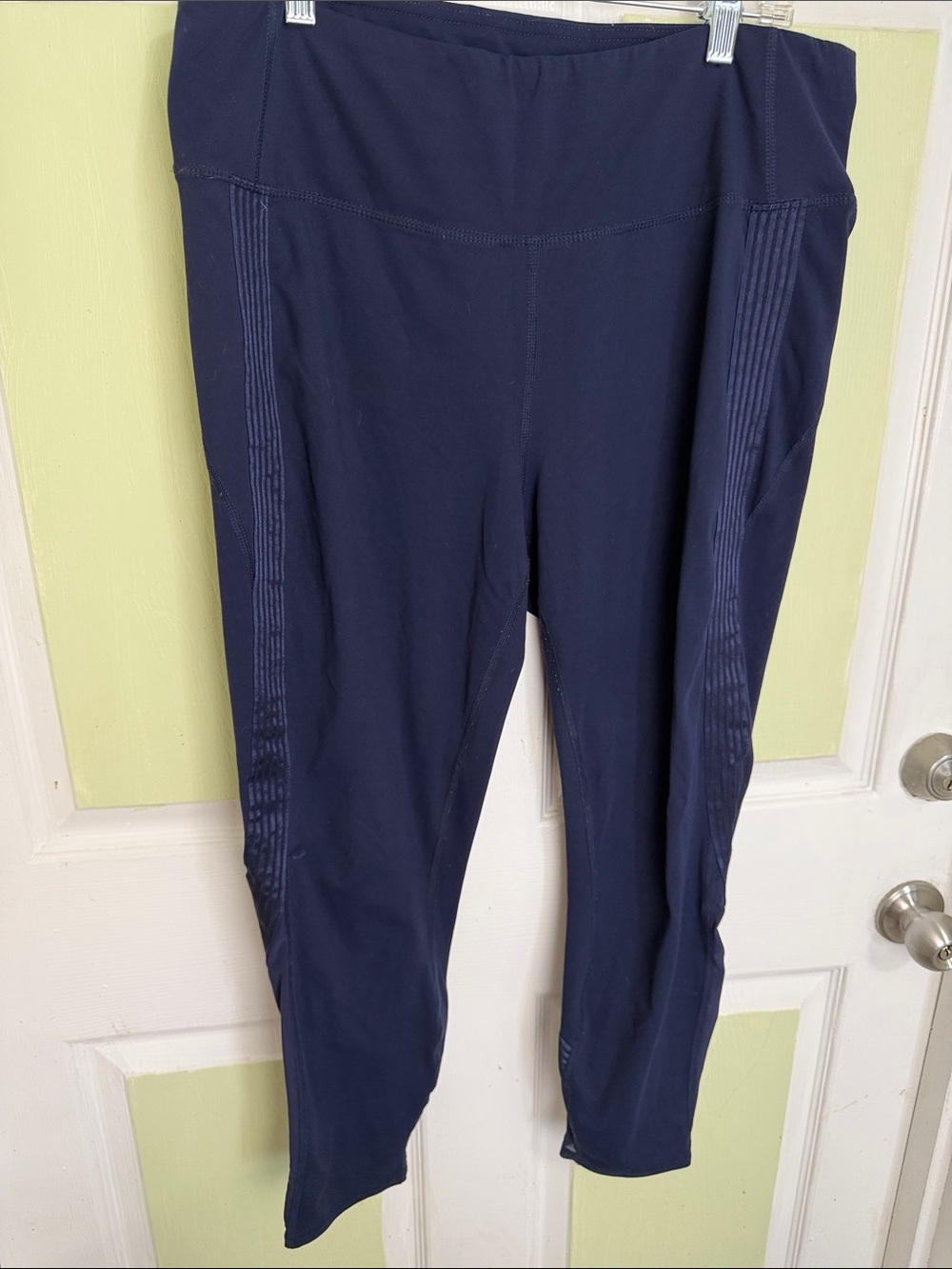 Active Life Navy Rib-Panel High-Waist Leggings